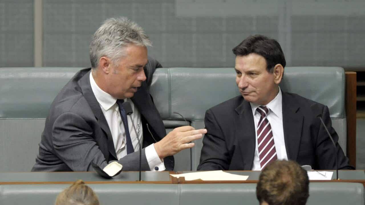 File: Tony Zappia (right) in question time at Parliament House, June 2013.