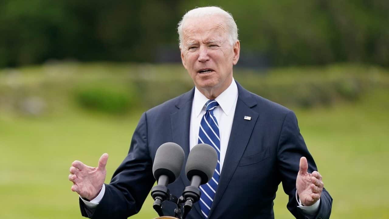 President Joe Biden speaks about his administration's global COVID-19 vaccination efforts