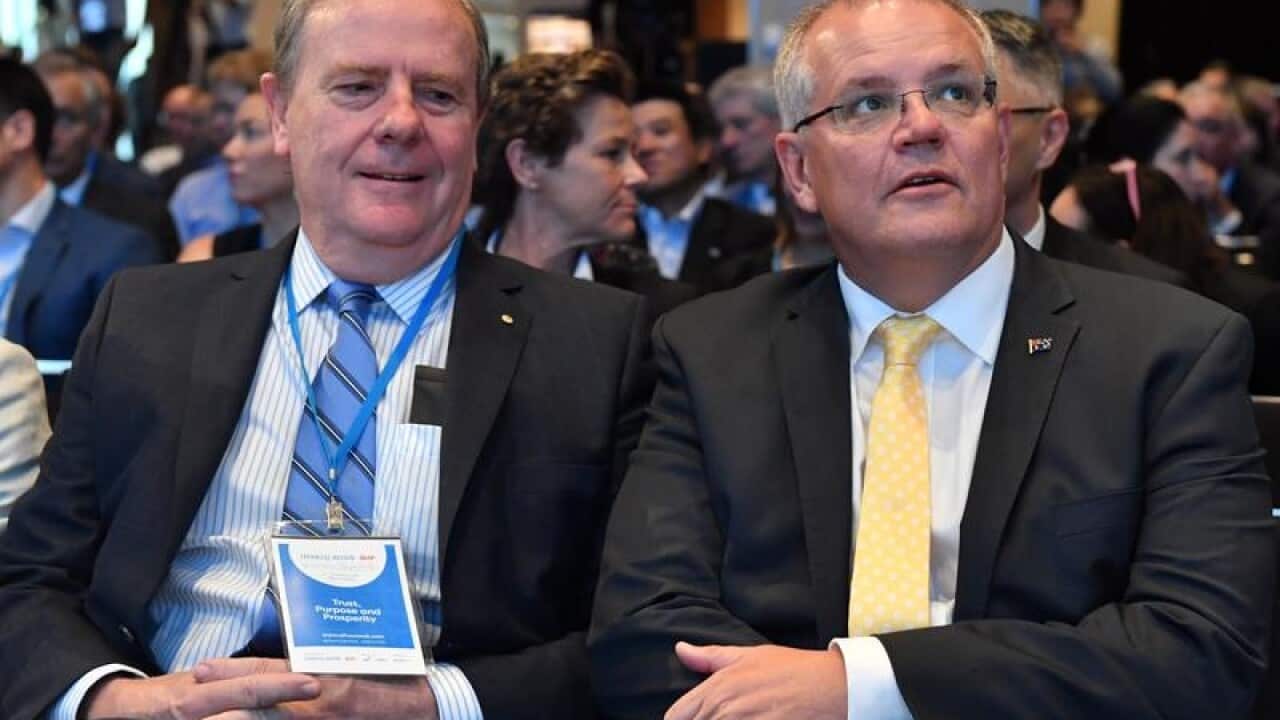 Nine Entertainment Chairman Peter Costello and PM Scott Morrison