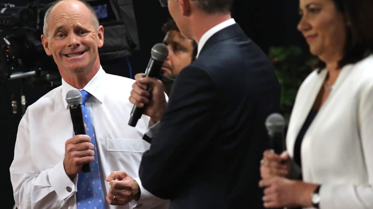 Campbell Newman and Opposition Leader Annastacia Palaszczuk