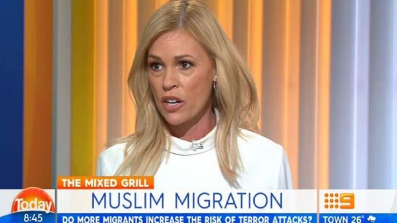 TV presenter Sonia Kruger has caused controversy with her remarks on Muslim immigration.