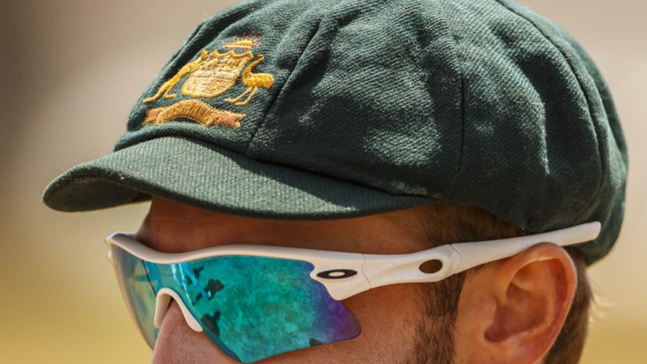 Phil Hughes wears the baggy green.