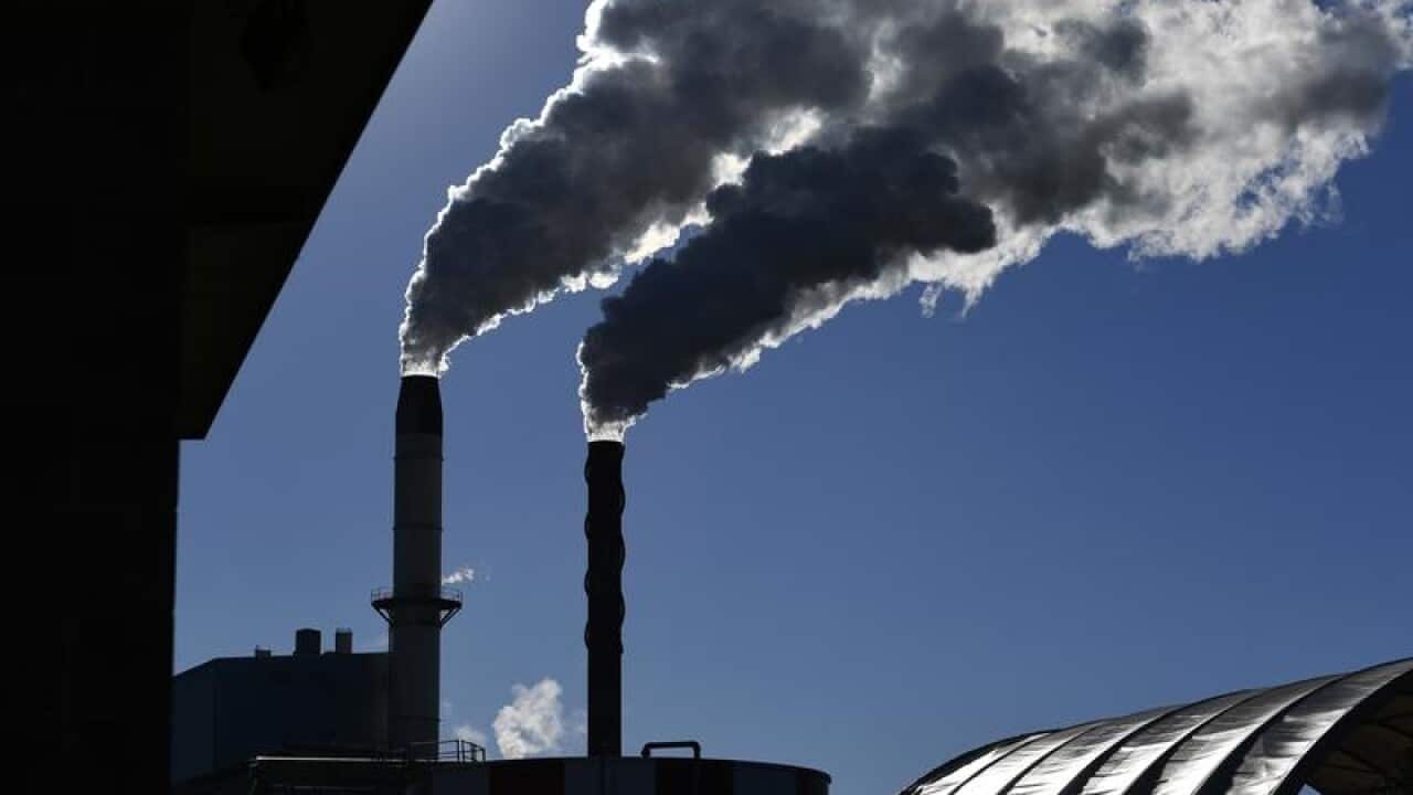 Emissions are seen from a factory at Broadwater, NSW (file image)