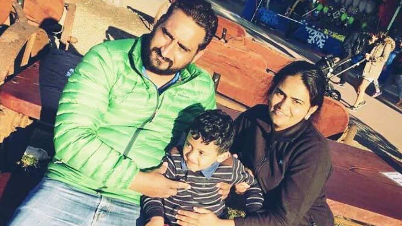Rajveer Kaur with her husband and their son.
