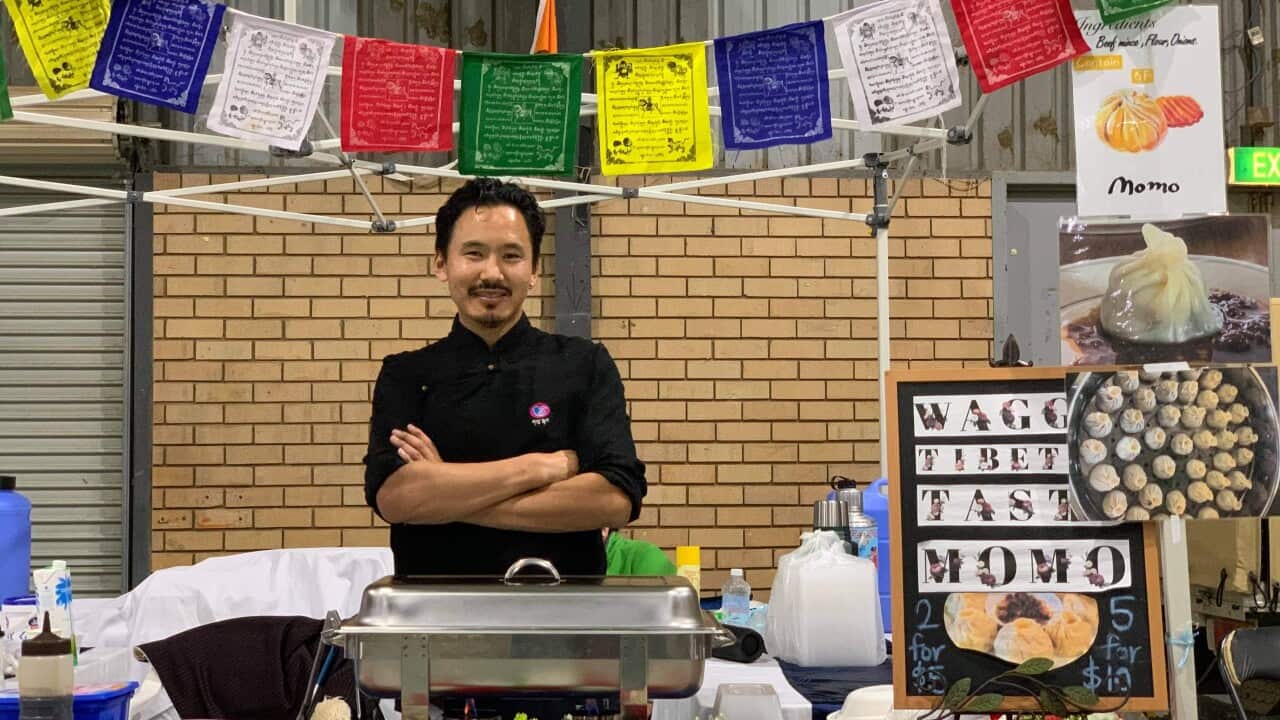 Jinpa Gyatso operates Tibetan momo stall at food markets in Wagga Wagga