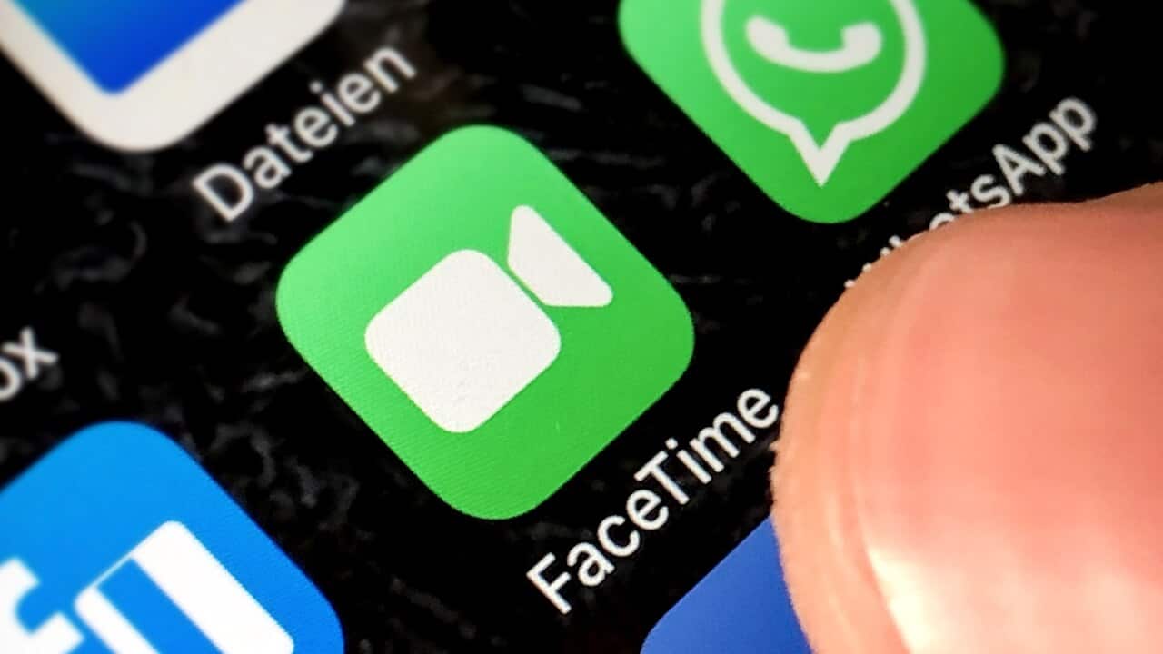 A close-up image showing Apple's FaceTime application on an iPhone
