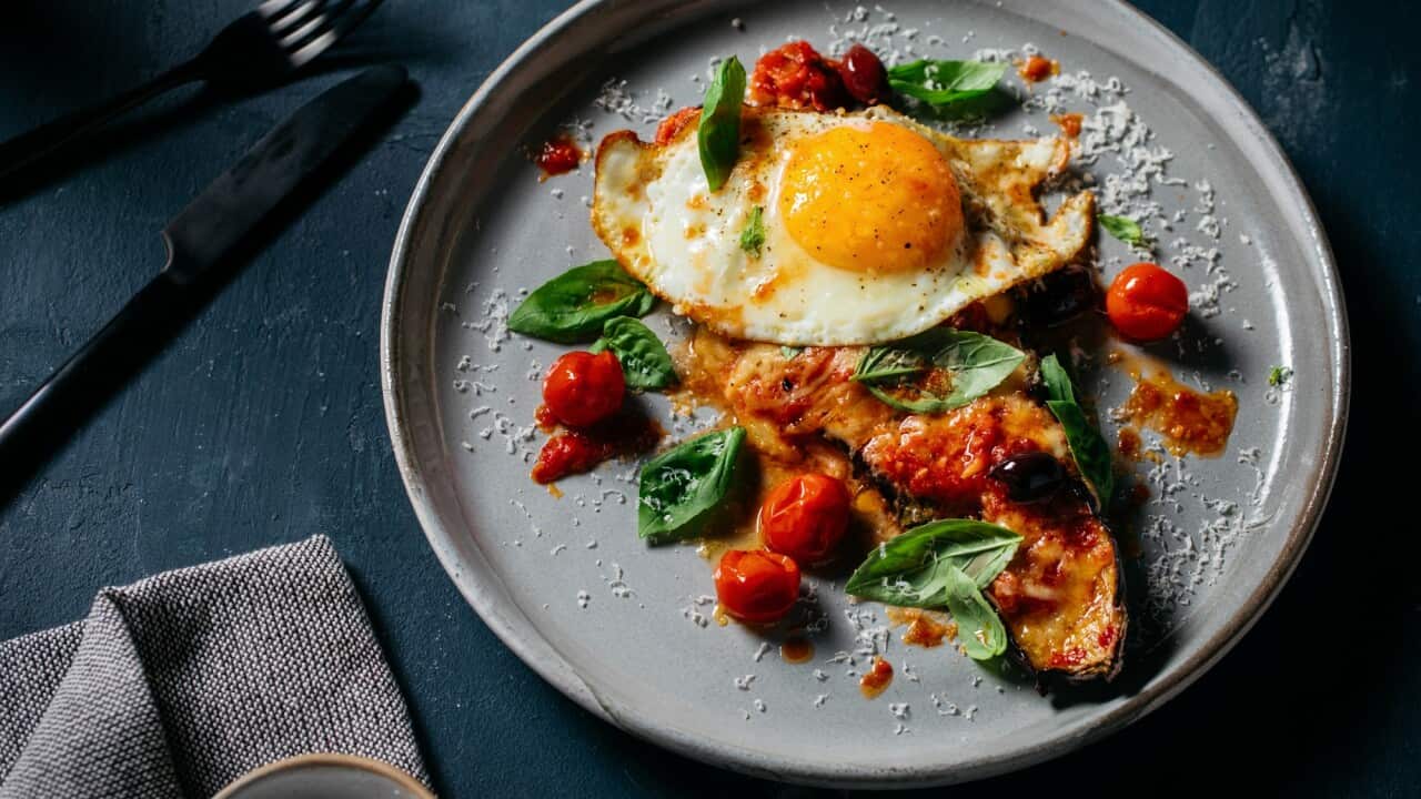 Eggplant parmi traybake