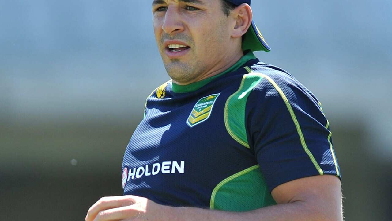 Rugby league player Billy Slater at a training session