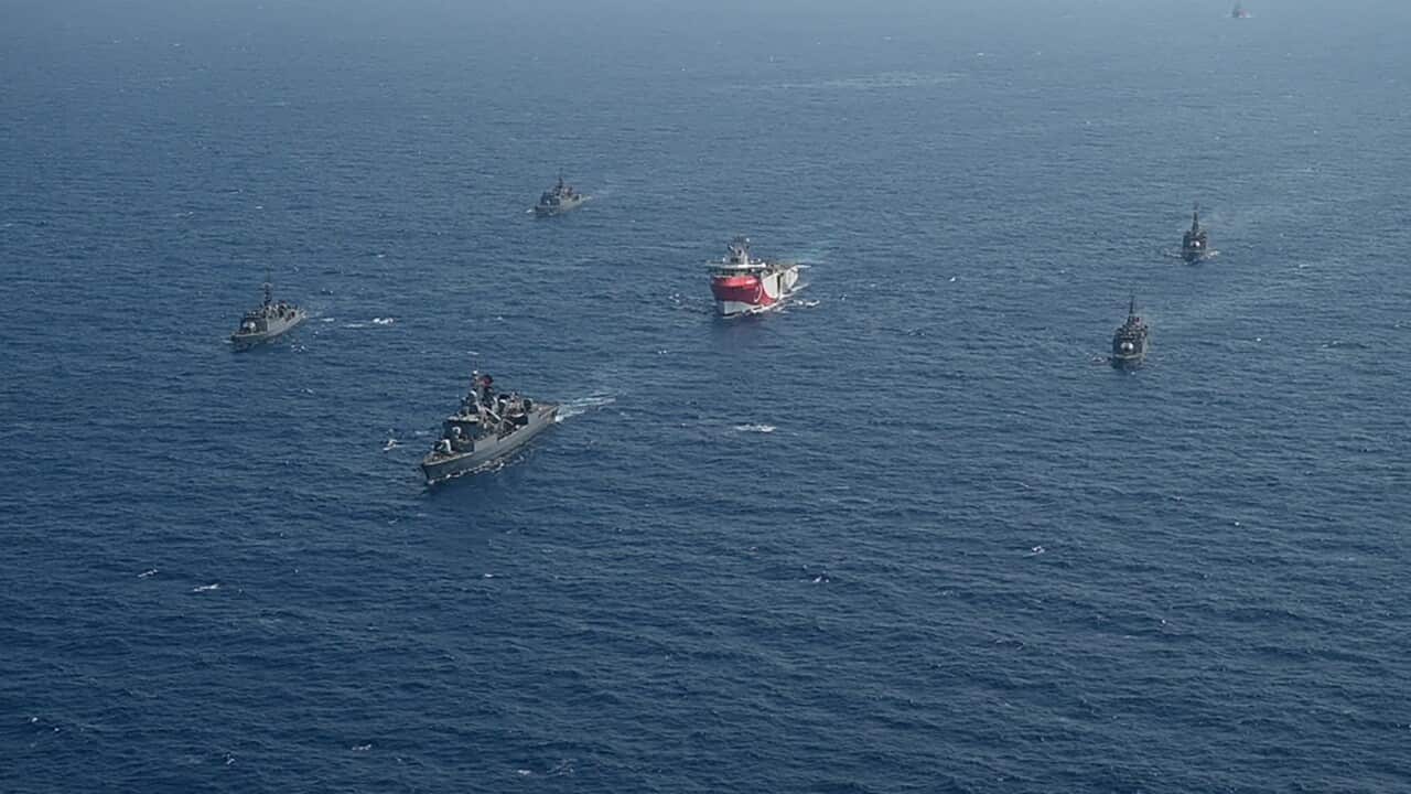Turkish Navy Ships Escort Oruc Reis - East Mediterranean