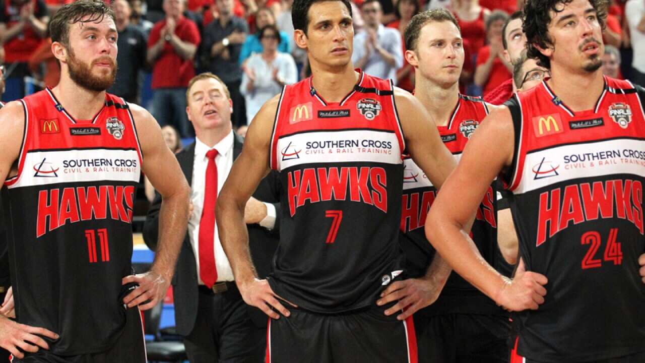 Oscar Forman (C) captain of the Hawks with Nick Kay (L)and Cody Ellis