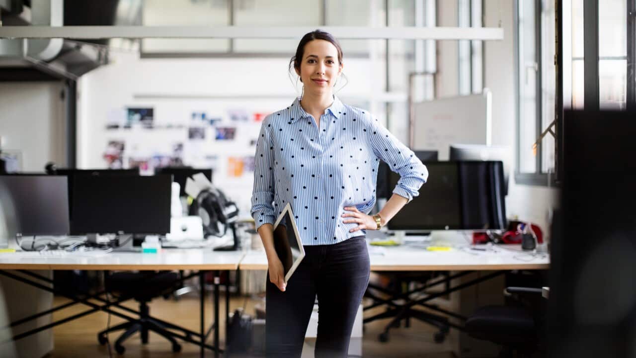 A businesswoman in her office