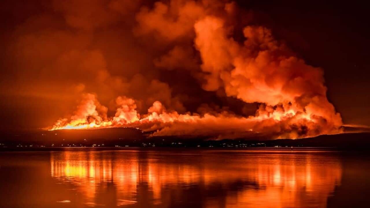 A fire is seen burning in Little Grove.