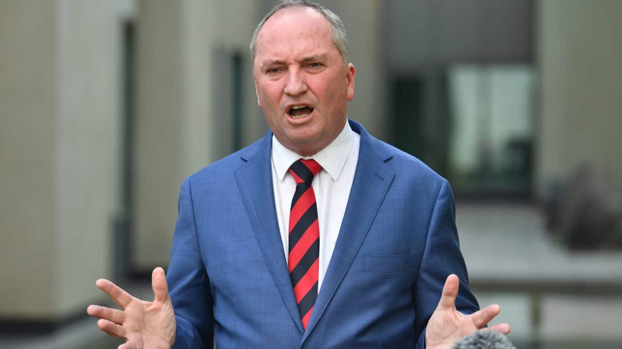 Former deputy prime minister Barnaby Joyce at a press conference at Parliament House in Canberra, Monday, November 26, 2018. (AAP Image/Mick Tsikas) NO ARCHIVING