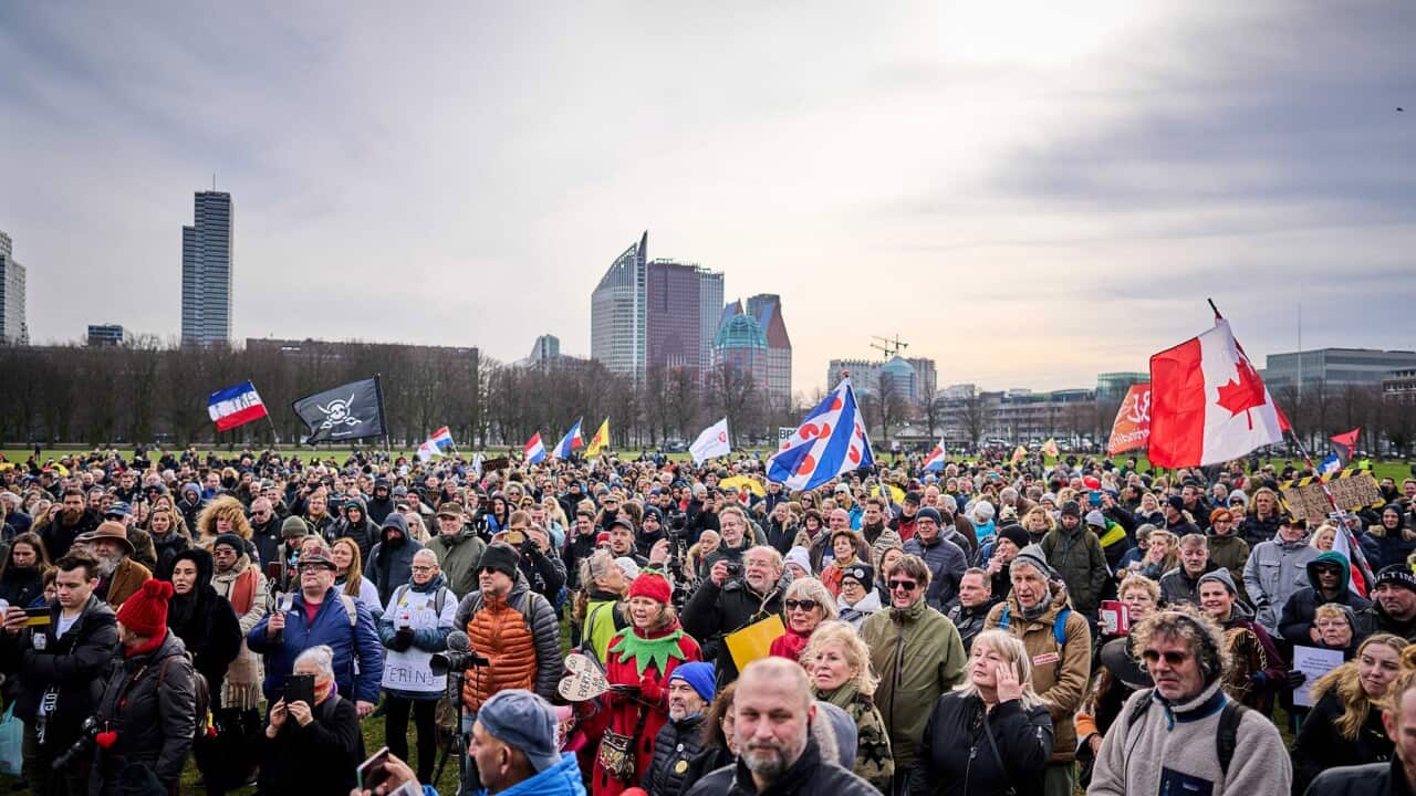A Netherlands protest group gather in the Hague