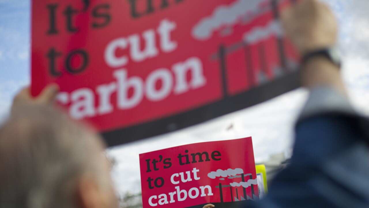 Protesters against Donald Trump's Energy Independence Executive order
