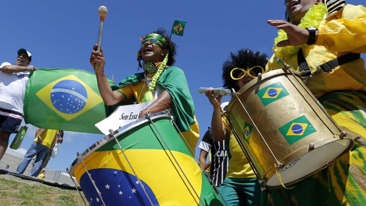 Brazilian supporters prior to the match between Brazil and Mexico