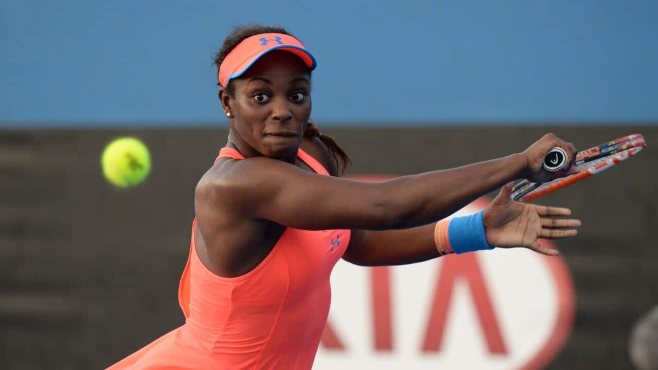 Sloane Stephens of the US in her first round match against Yaroslava Shvedova of Kazahkstan - AAP-1.jpg