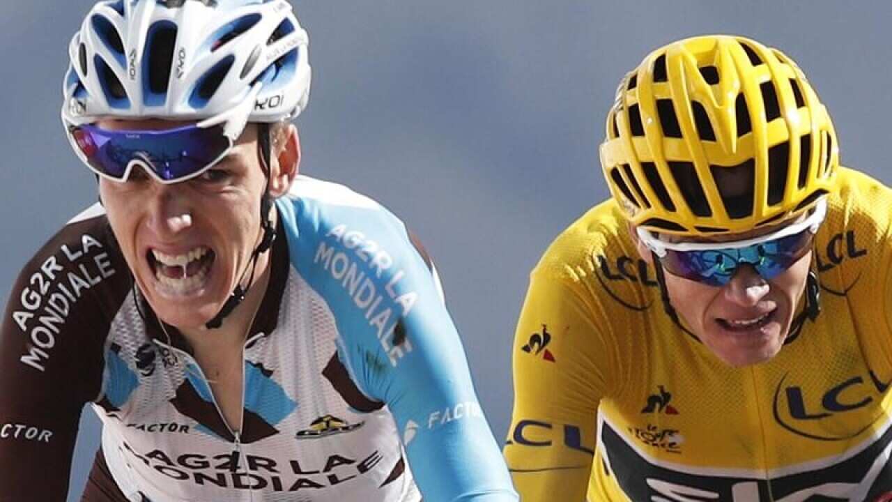 Romain Bardet and Chris Froome (wearing yellow) in the 2017 Tour
