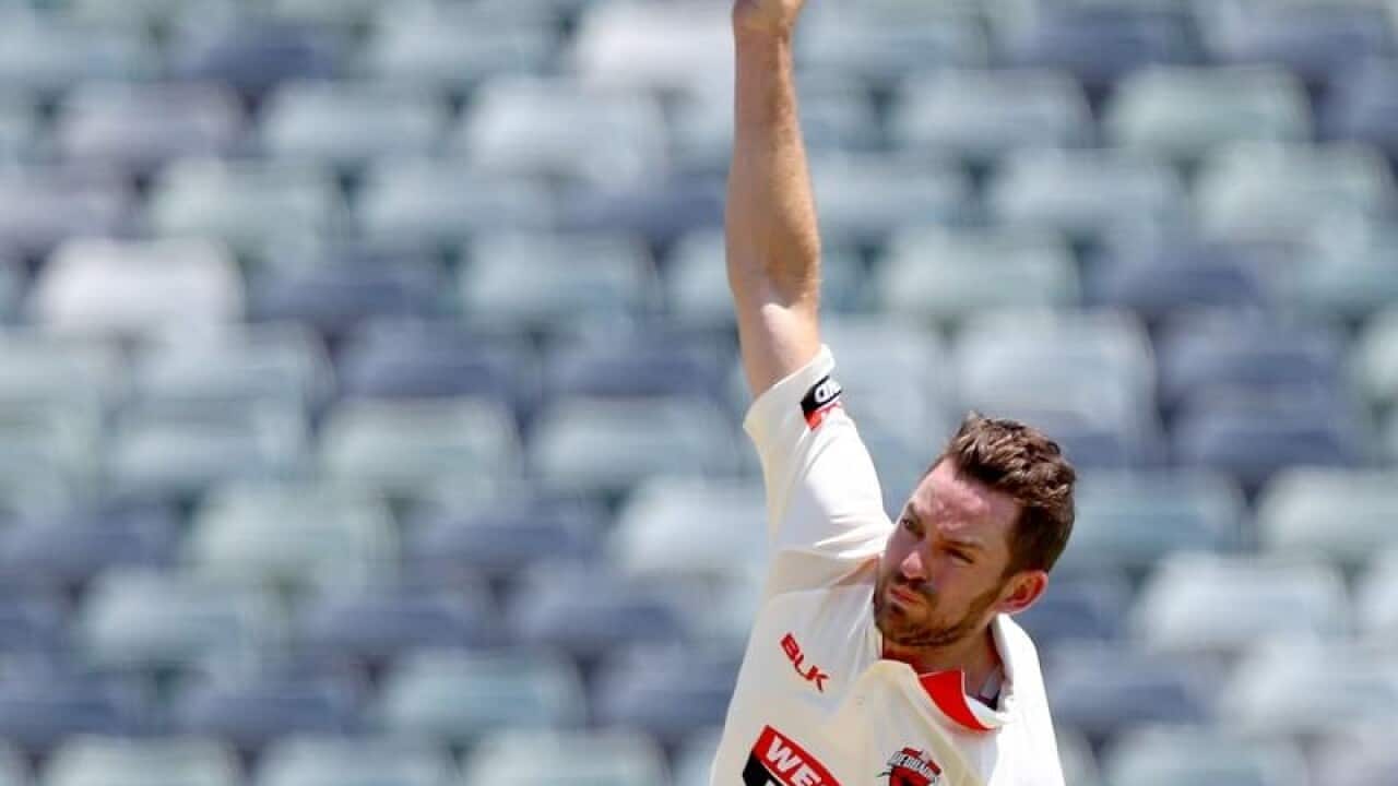 Chadd Sayers of South Australia bowls