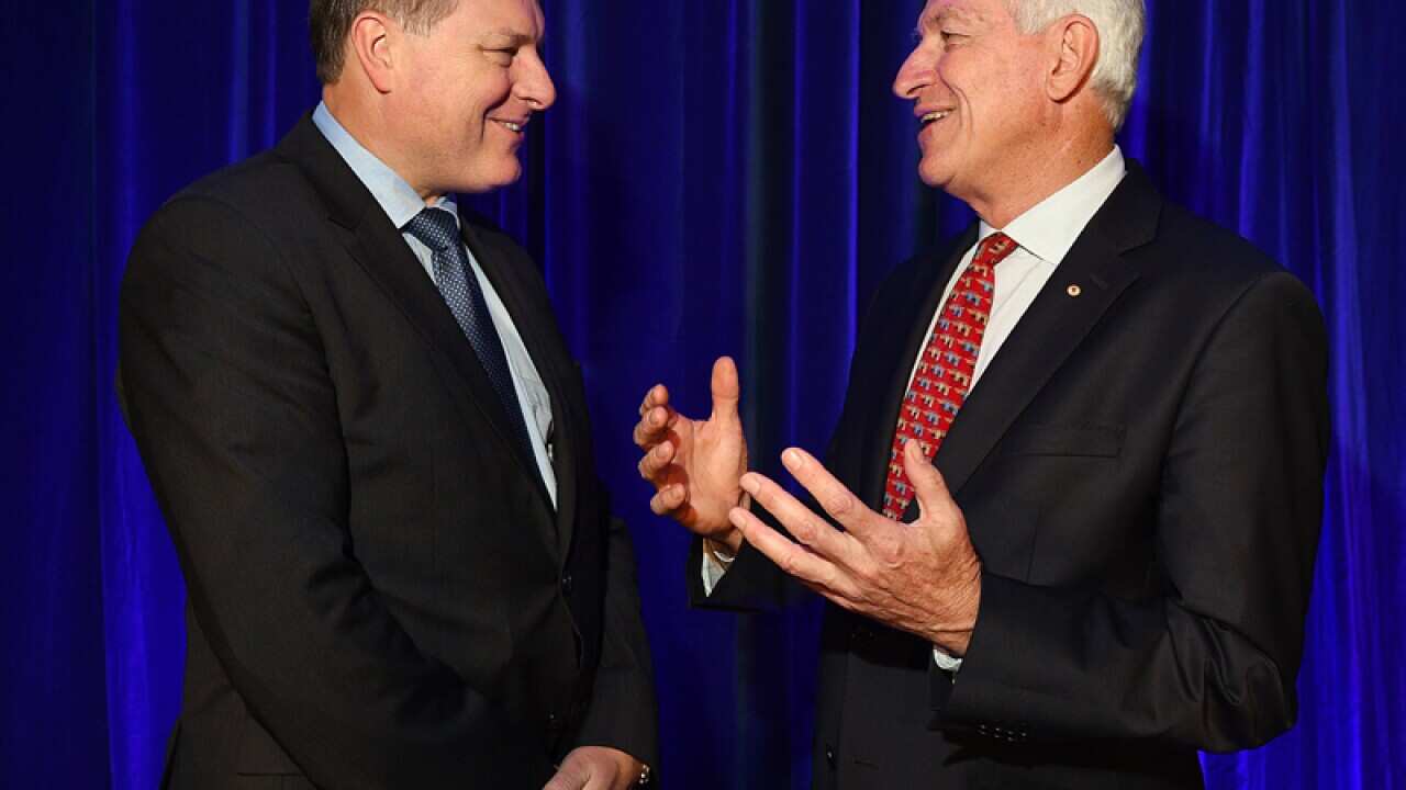 Stockland CEO Mark Steinert (L) and Chairman Graham Bradley