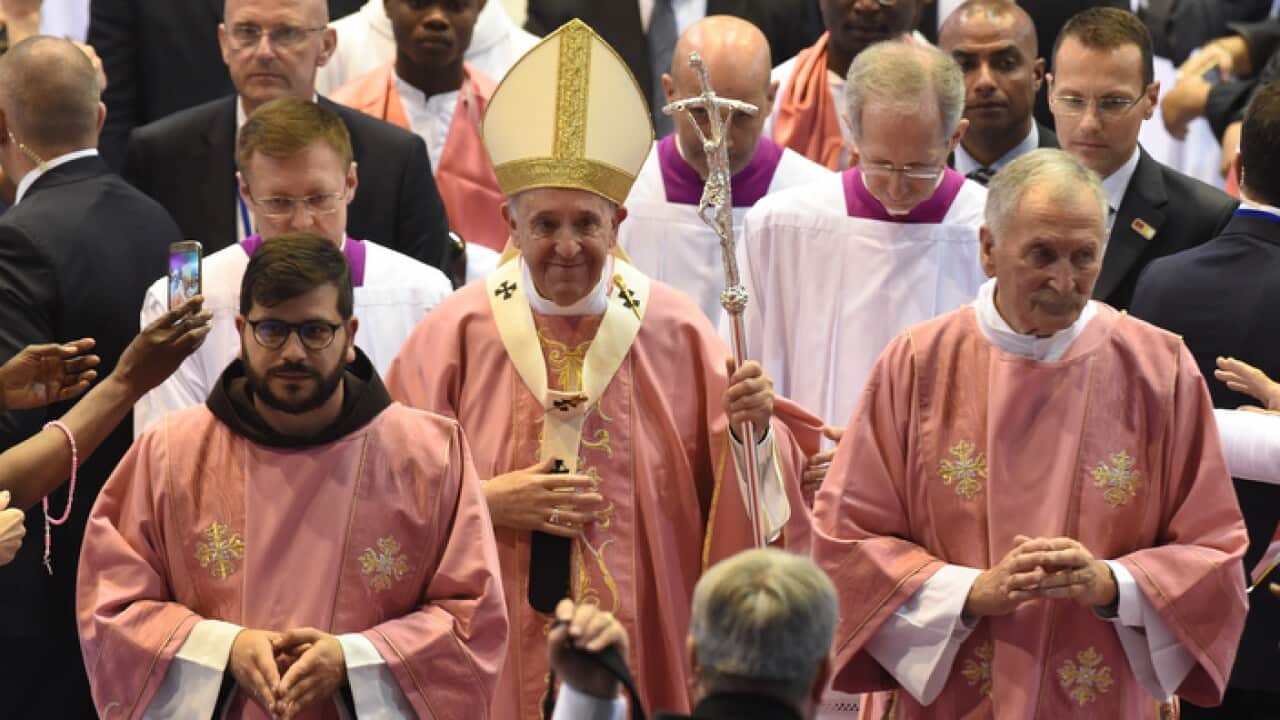 Pope Francis at the service held in Rabat, Morocco