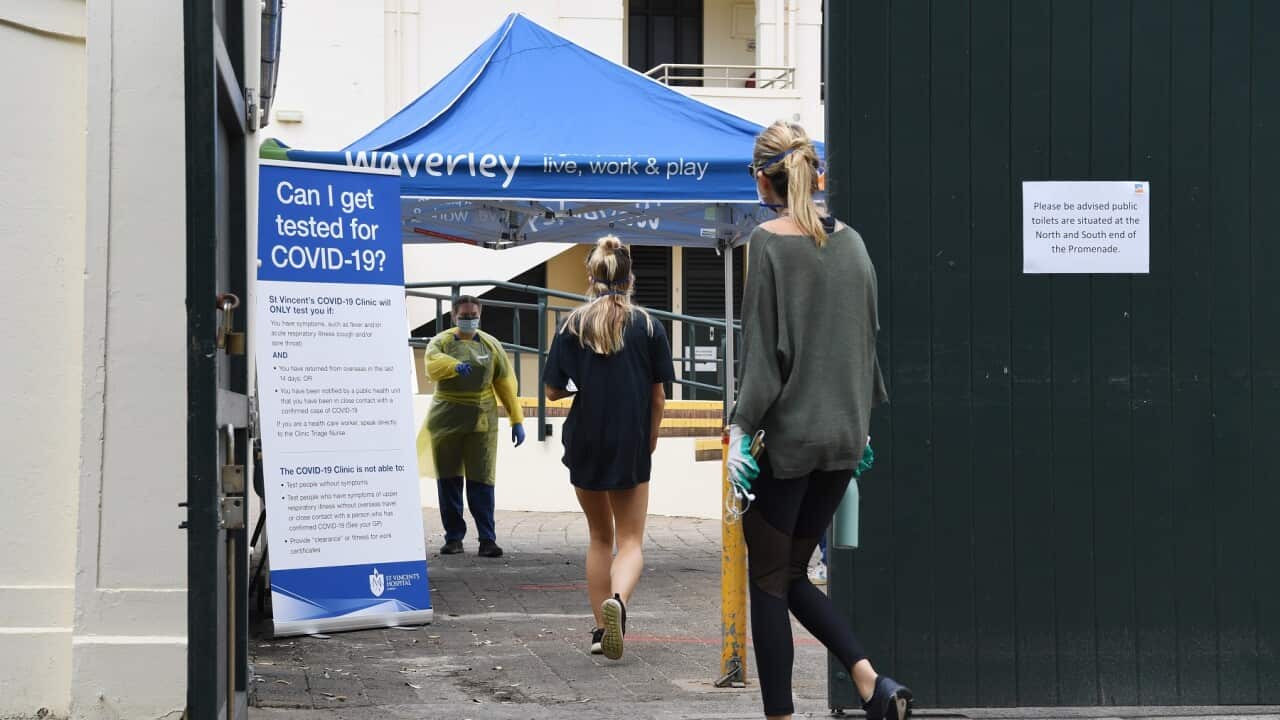 A COVID-19 testing clinic at Bondi Pavilion in Sydney