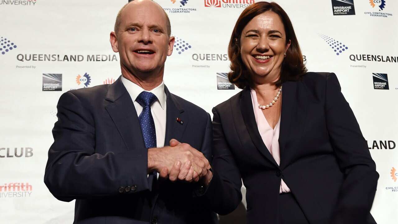 Queensland Premier Campbell Newman and Opposition leader Annastacia Palaszczuk 