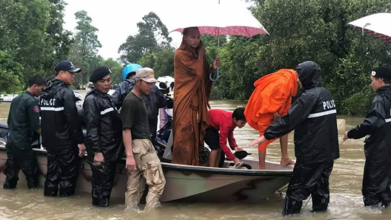 Flooding rescue team in Cambodia July 2018