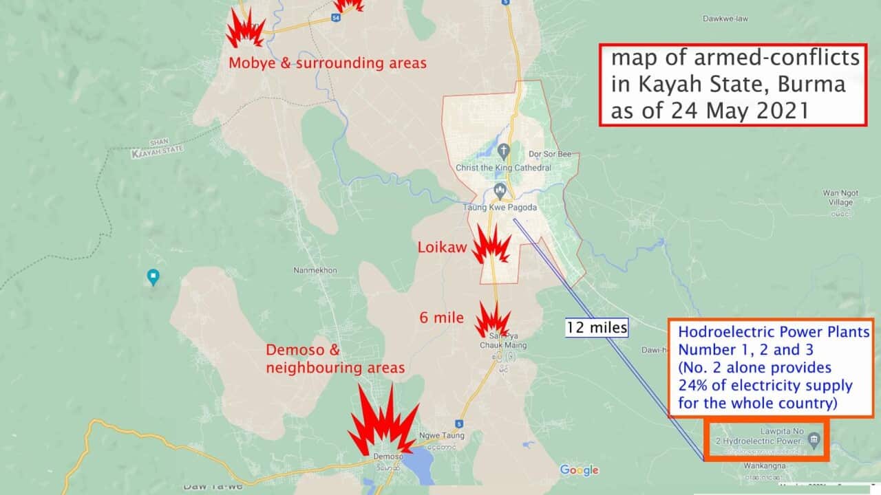 Map of armed conflict in Kayah (Karenni) State