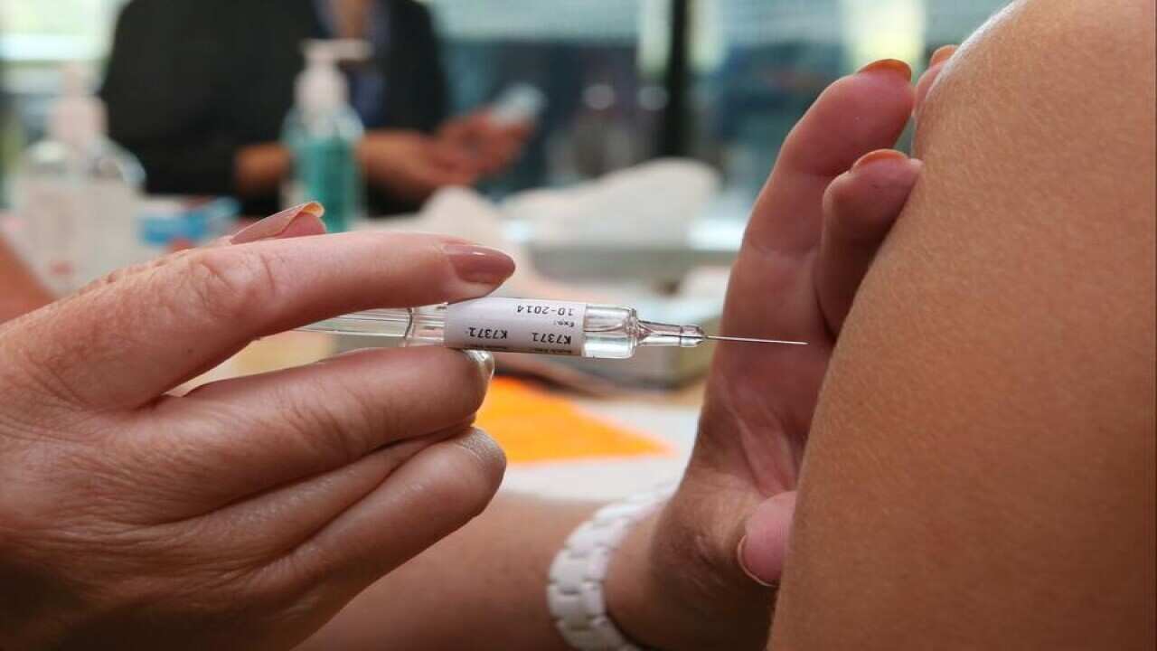 A close up of a vaccination
