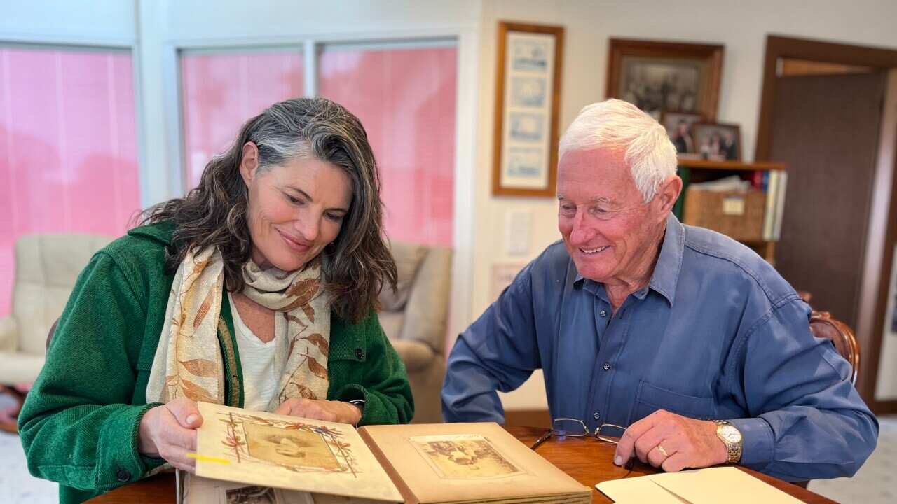 Gina Chick with John Rheinberger at a house in Bega, NSW