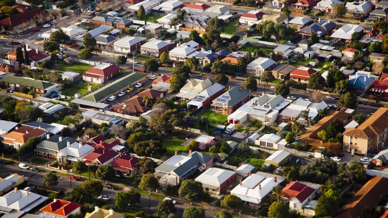 An aerial view of a suburb