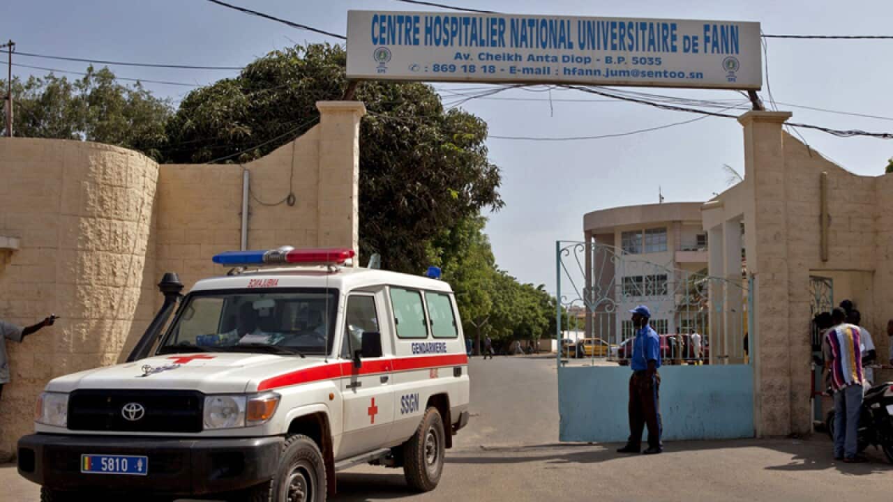 A ambulance leaves the University Hospital Fann in Senegal.