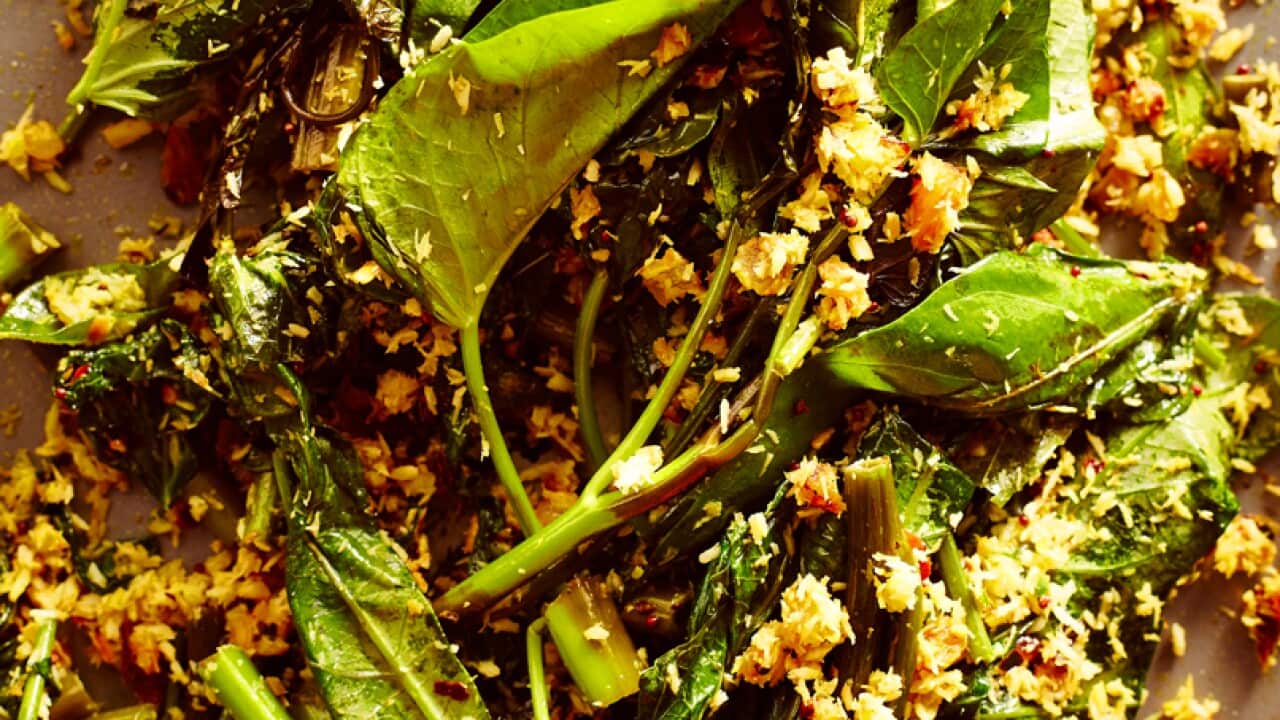 Water spinach and coconut stirfry (kankun mallung) SBS Food
