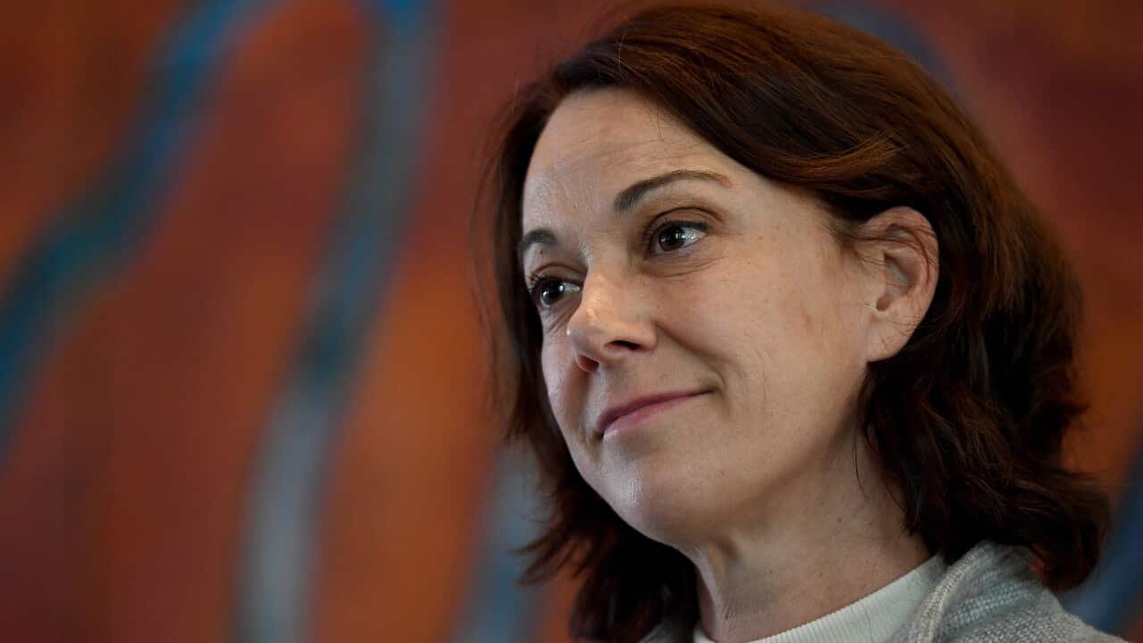 Newly-elected Independent MP Sophie Scamps speaks to the media at Parliament House in Canberra, Tuesday, June 28, 2022. Newly-elected MPs will take part in a two-day seminar on being a parliamentarian. (AAP Image/Bianca De Marchi) NO ARCHIVING