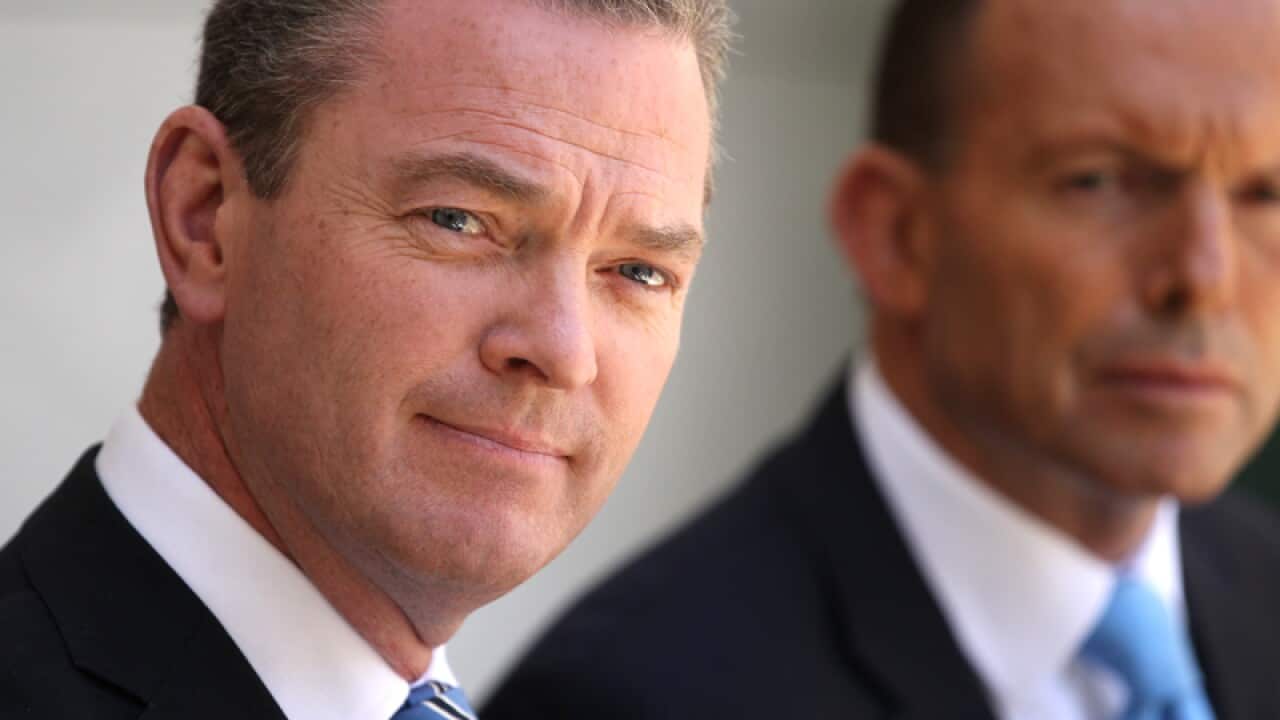 Prime Minister Tony Abbott (R) and Education Minister Christopher Pyne