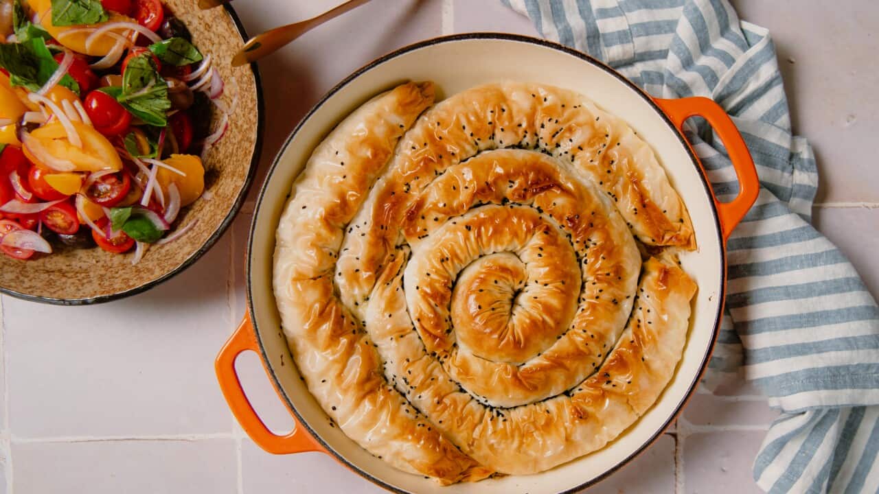 Spanakopita with rainbow chard