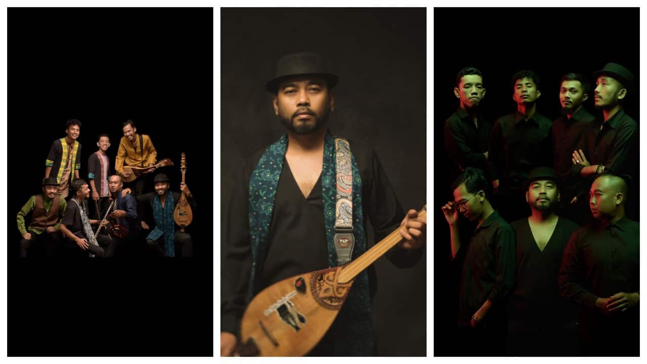 Pictures 1 & 3 are members of the Riau Rhythm band, 2023. Picture 2: Rino Deza Pati, leader and founder of Riau Rhythm, 2023.  Credit pictures: Maxi Photography.