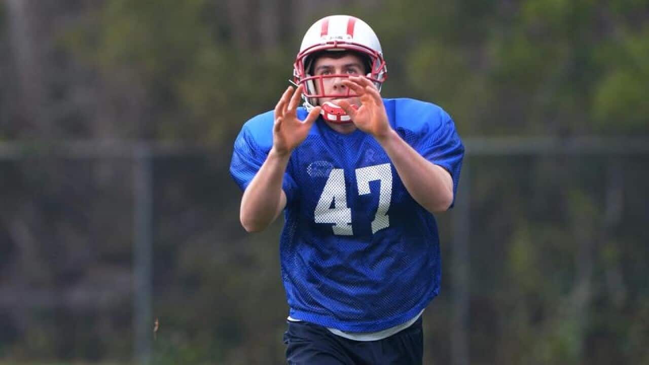 Michael Dickson practices his punting skills.