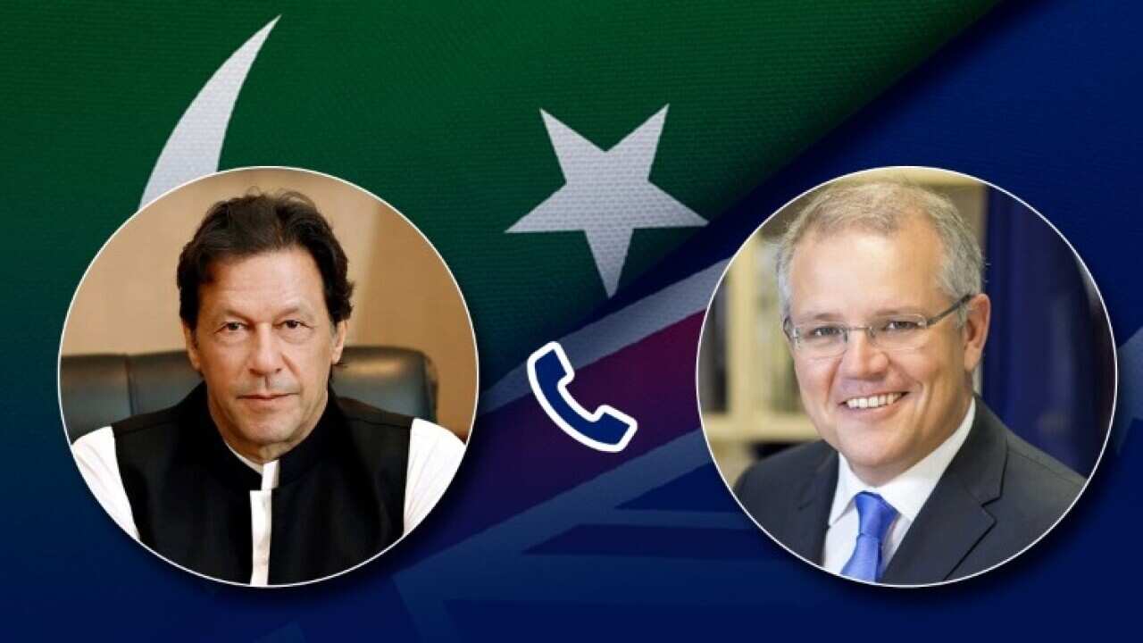 PM Morrision (right) and Pakistan's PM Imran Khan (left).