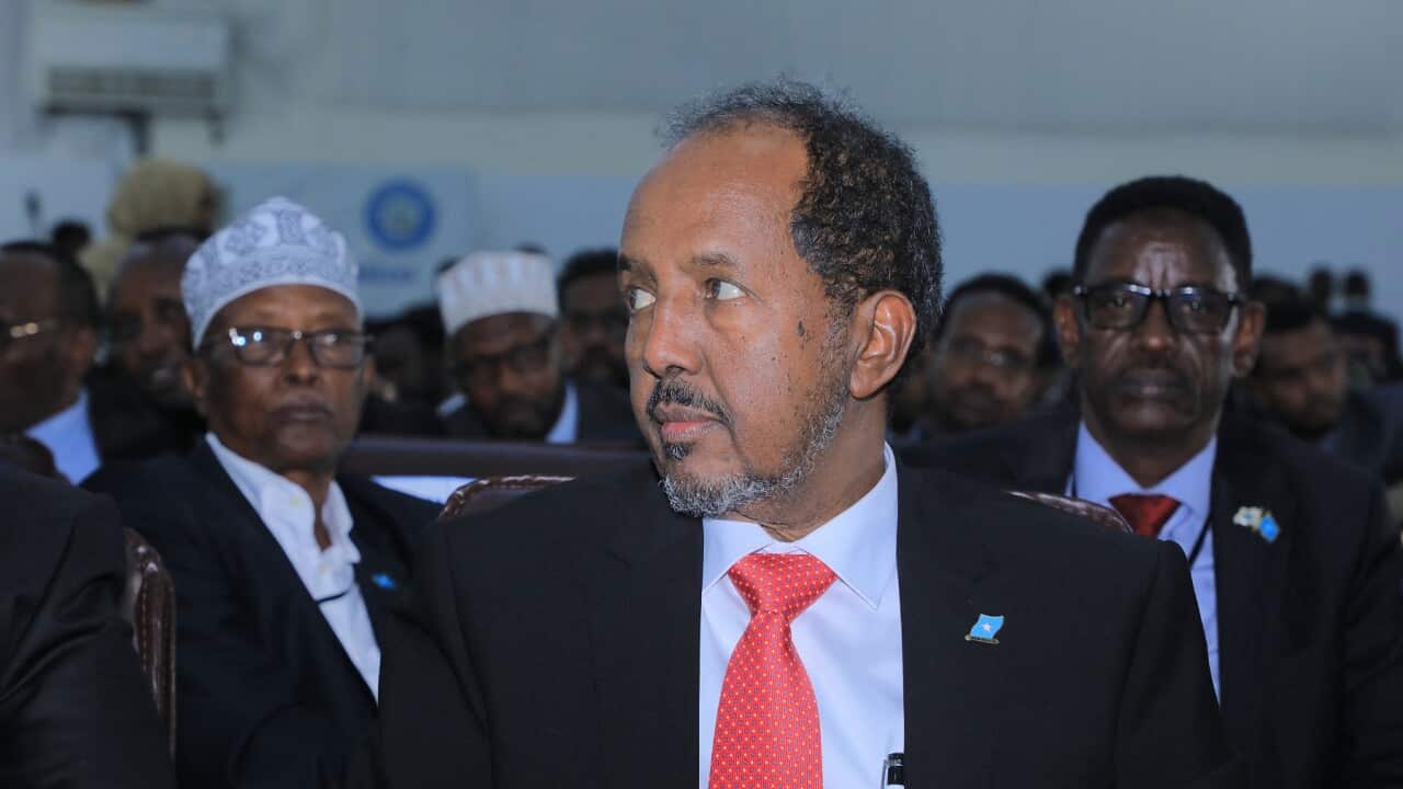 Newly elected Somalia President Hassan Sheikh Mohamud following his swearing-in