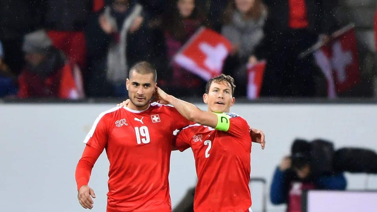 Eren Derdiyok Stephan Lichtsteiner Switzerland 2018 FIFA World Cup Faroe Islands