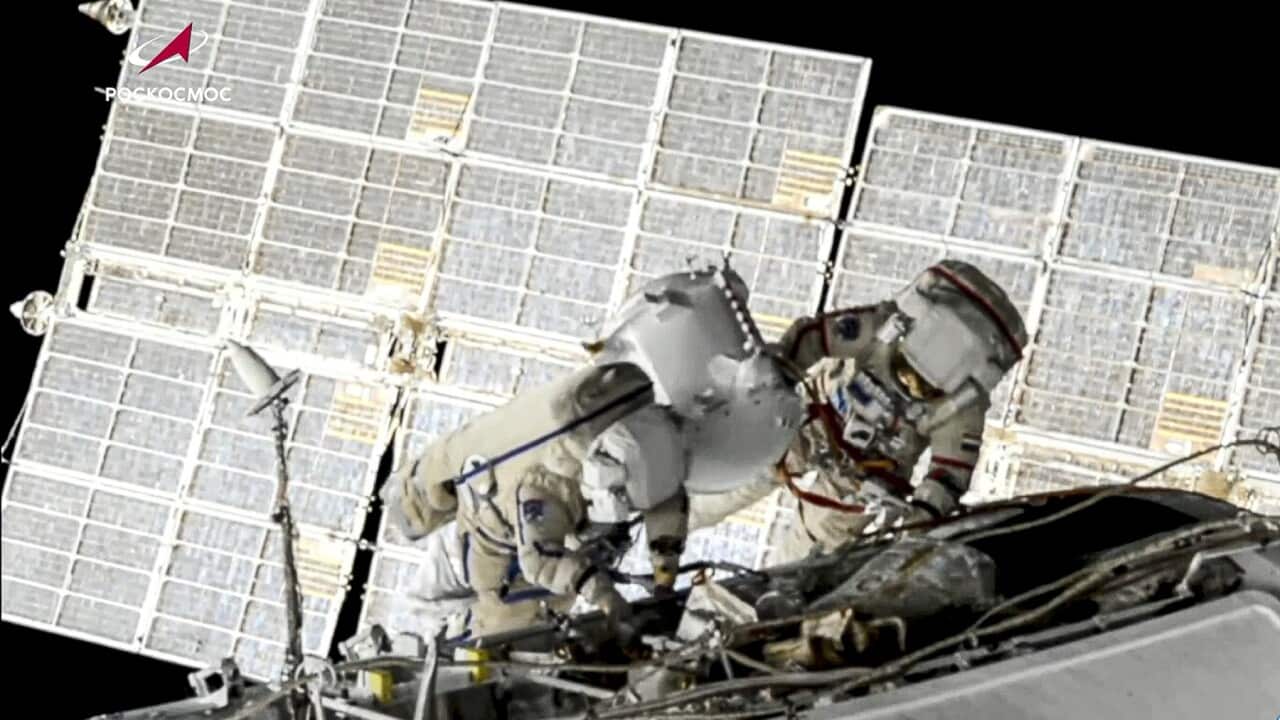 Russian cosmonauts from the International Space Station