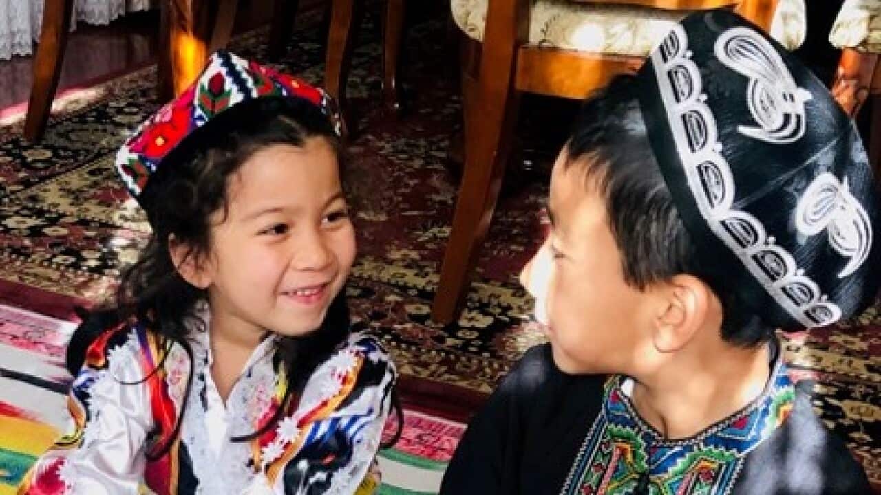 Two children at the original Australian Uighur Language School In Adelaide’s Gilles Plains