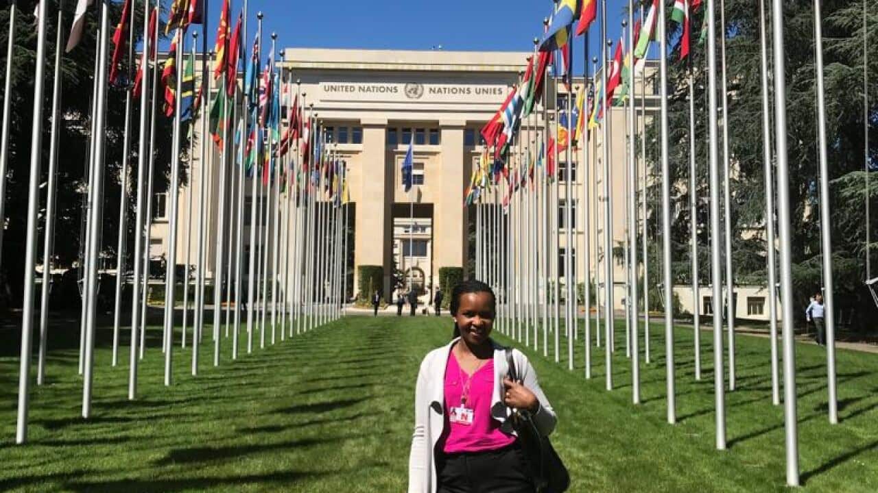 Bernice Kamikazi at Palais des Nations, Geneva