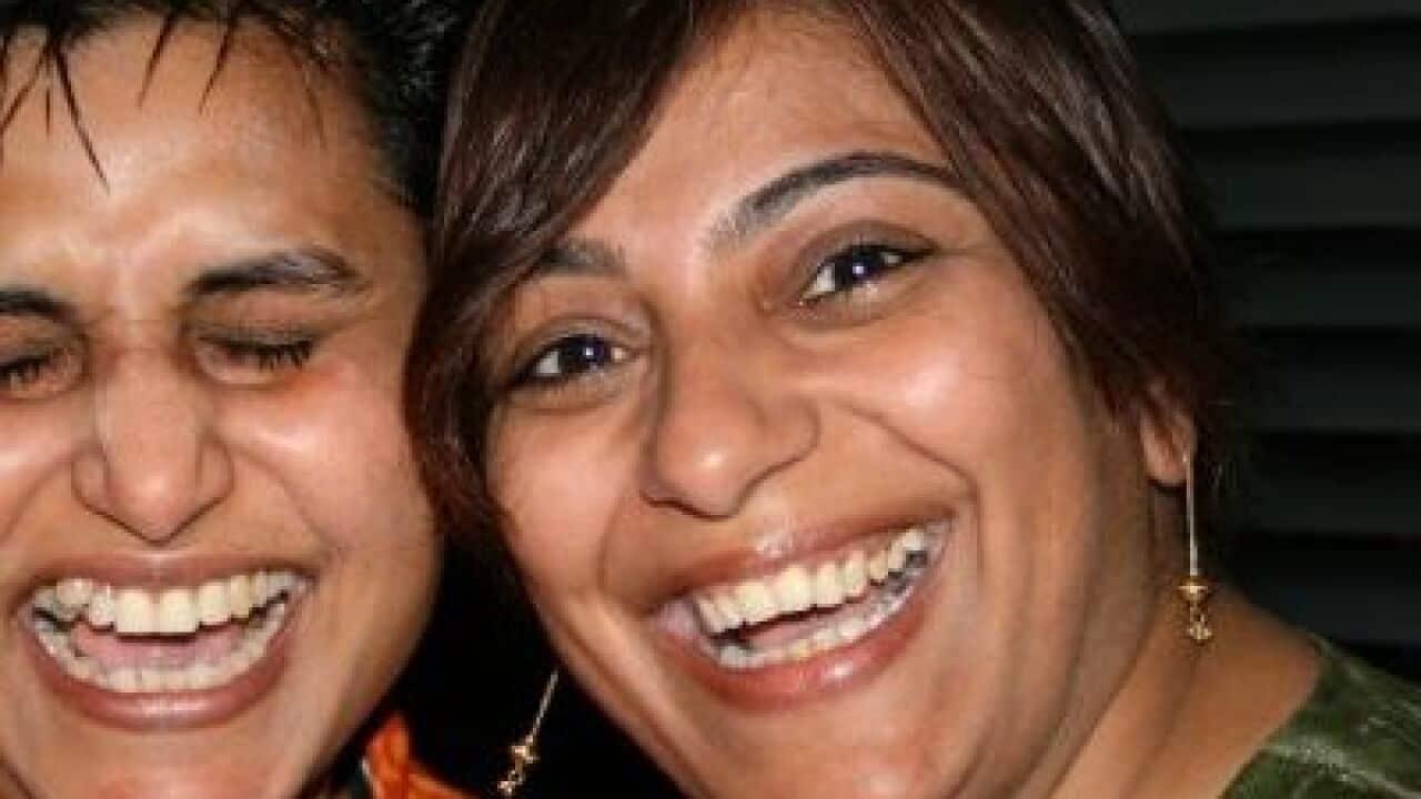 Sadhana and Roopali at a Trikone Filmfest event