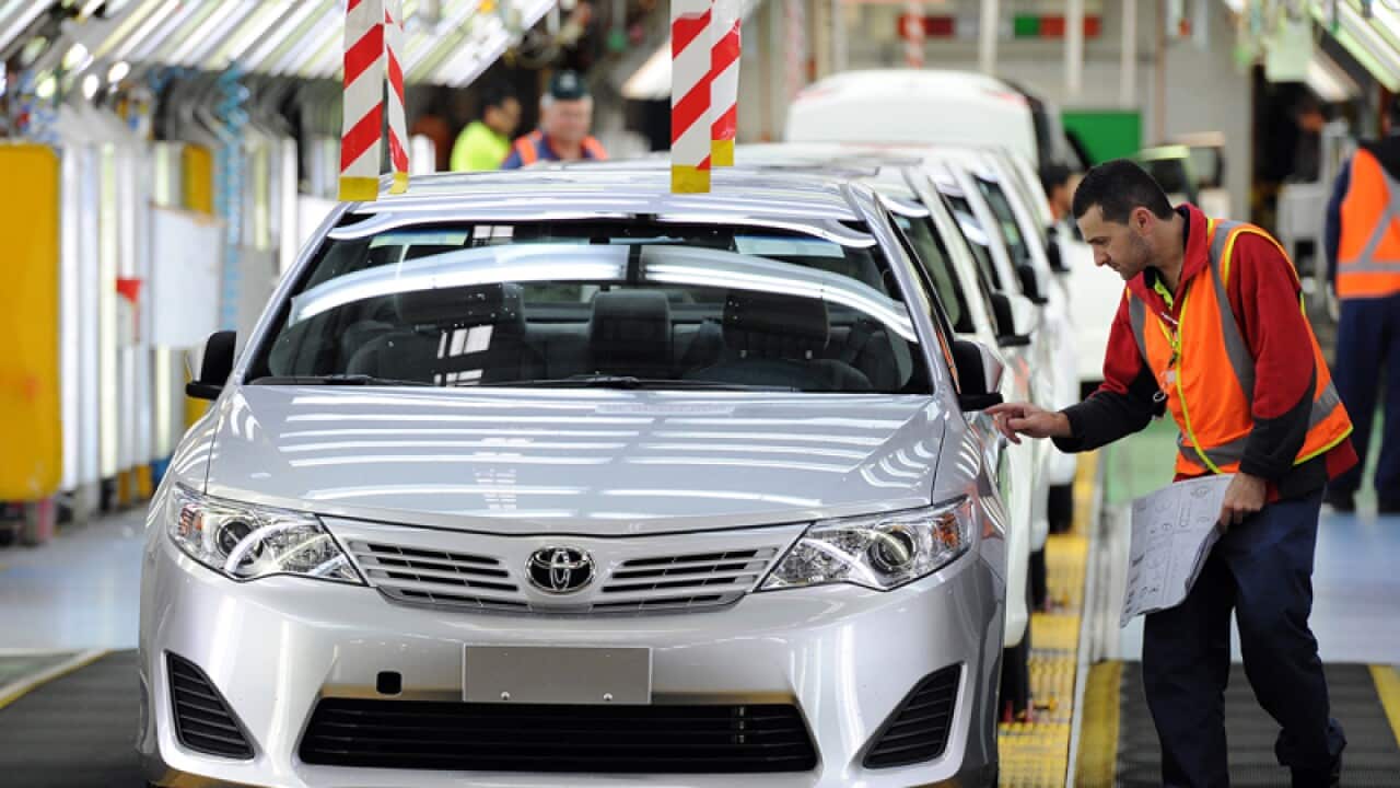 Workers on the production line at Toyota Australia.