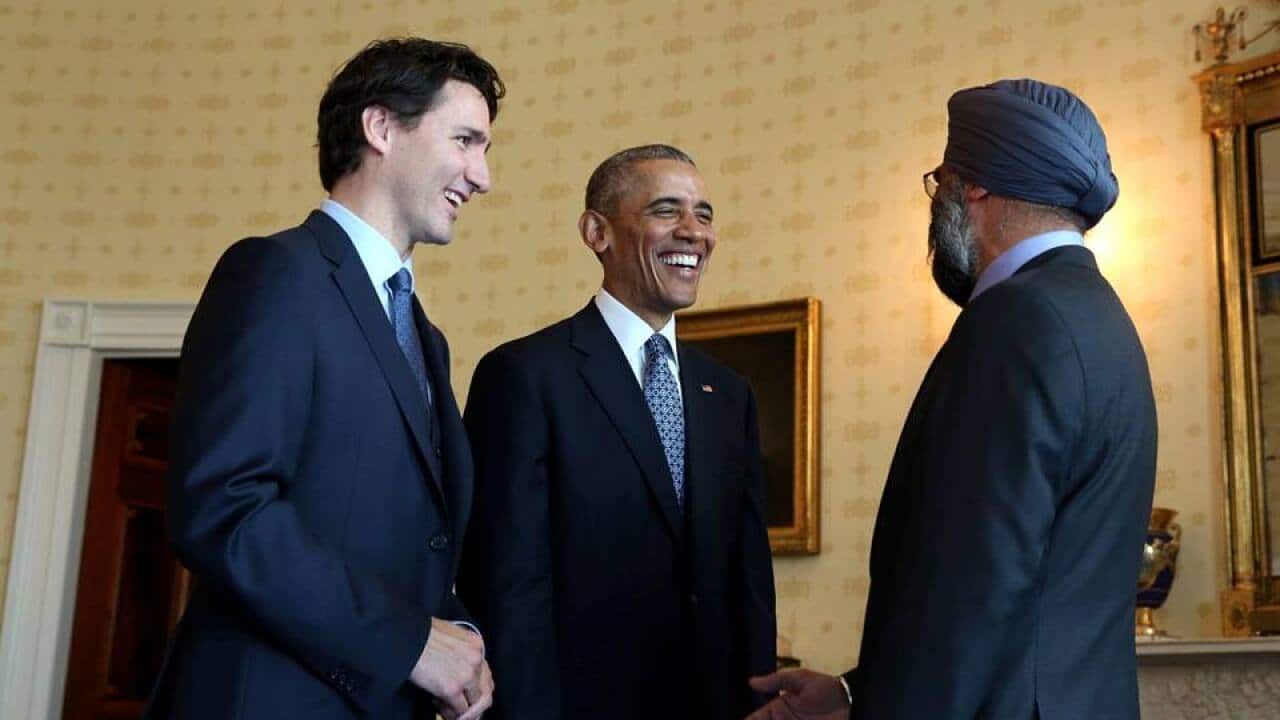 Justin Trudeau, Barrack Obama and Harjeet Sajjan