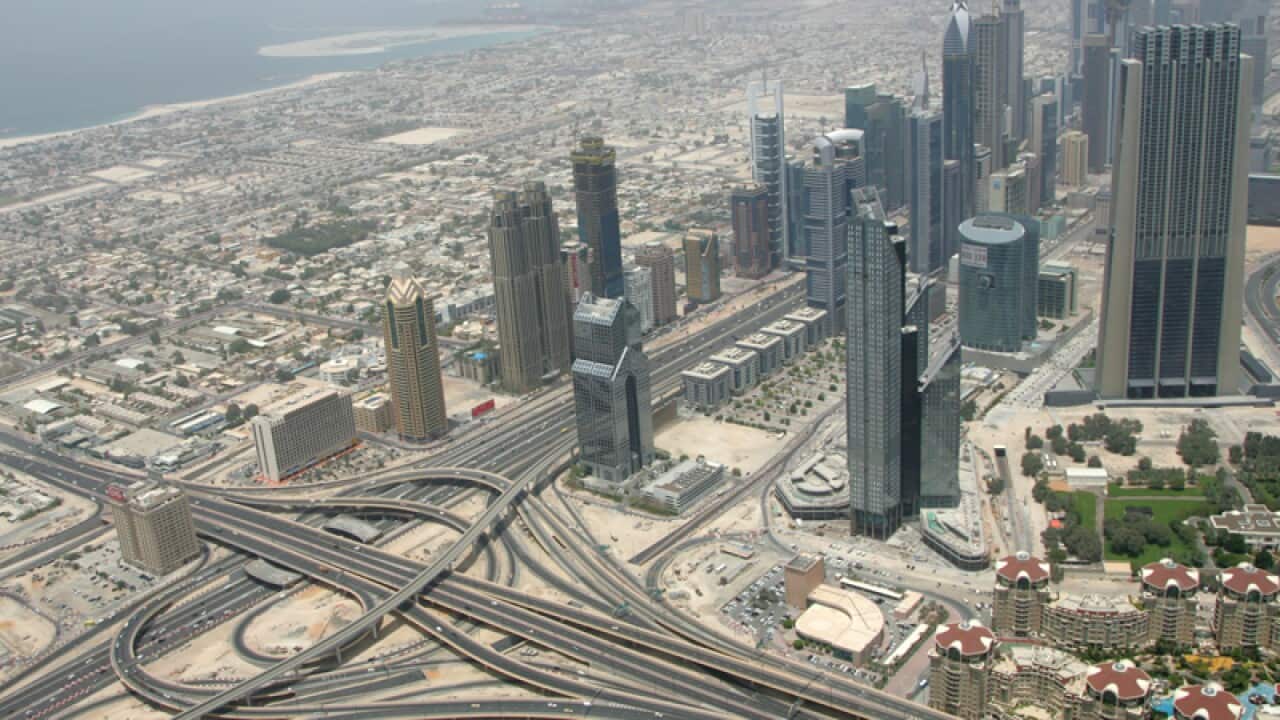 A view from the 124th floor of the Burj Khalifa in Dubai