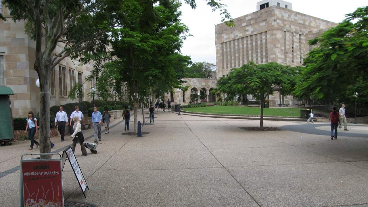 File image of University of Queensland campus in Brisbane. Queensland announced its roadmap for the return of international students in 2022. 